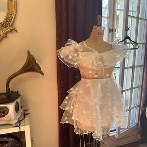 White polka dot party dress